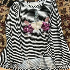 Striped Unicorn Sequin Kids Top